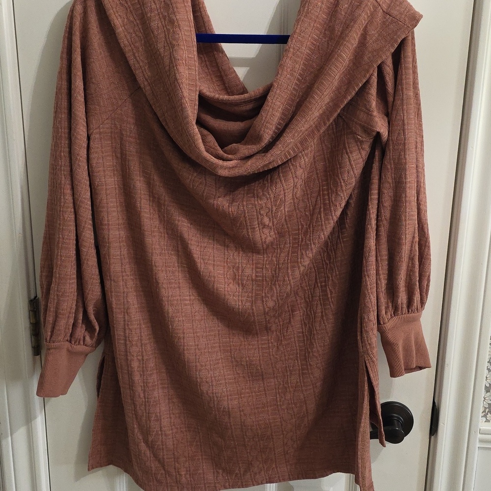 NWT Anthropologie Off Shoulder Cowl Neck High Low Dusty Rose Mauve Size Large - Picture 9 of 9